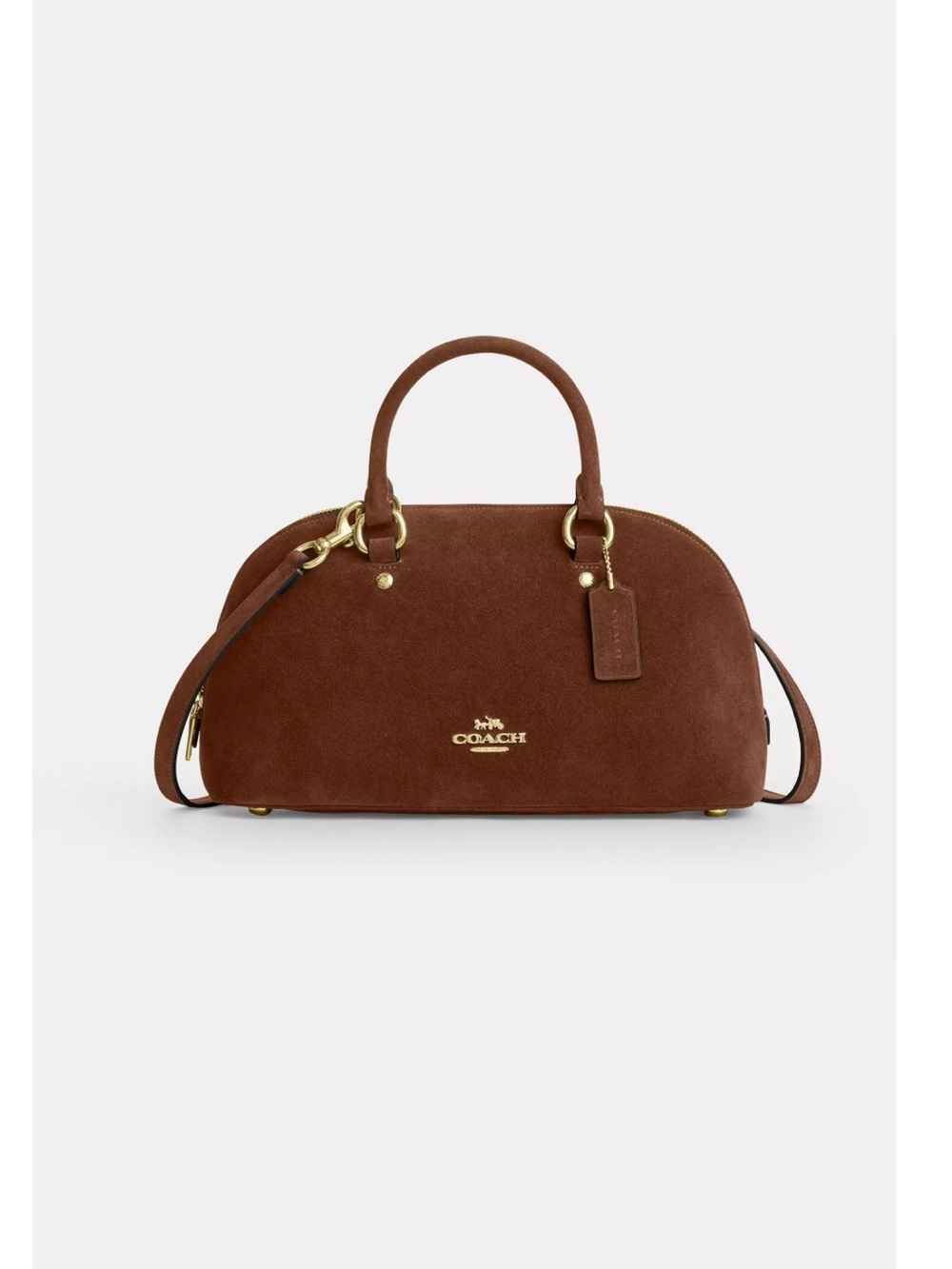 NWT COACH Lara Satchel Bag in Warm Brown Suede - Picture 10 of 14
